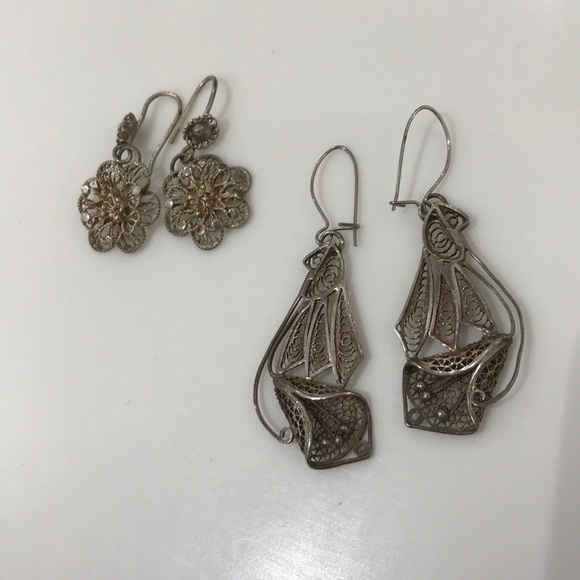 Unique Vintage Set of Earrings Silver - Picture 1 of 8